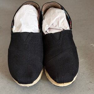 Skechers Black Canvas Espadrille Slip-Ons